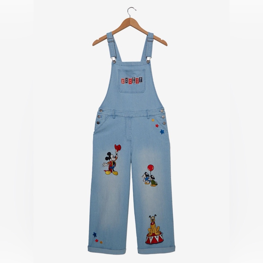 Disney Mickey Mouse Carnival Icons Women's Striped Overalls, Size M